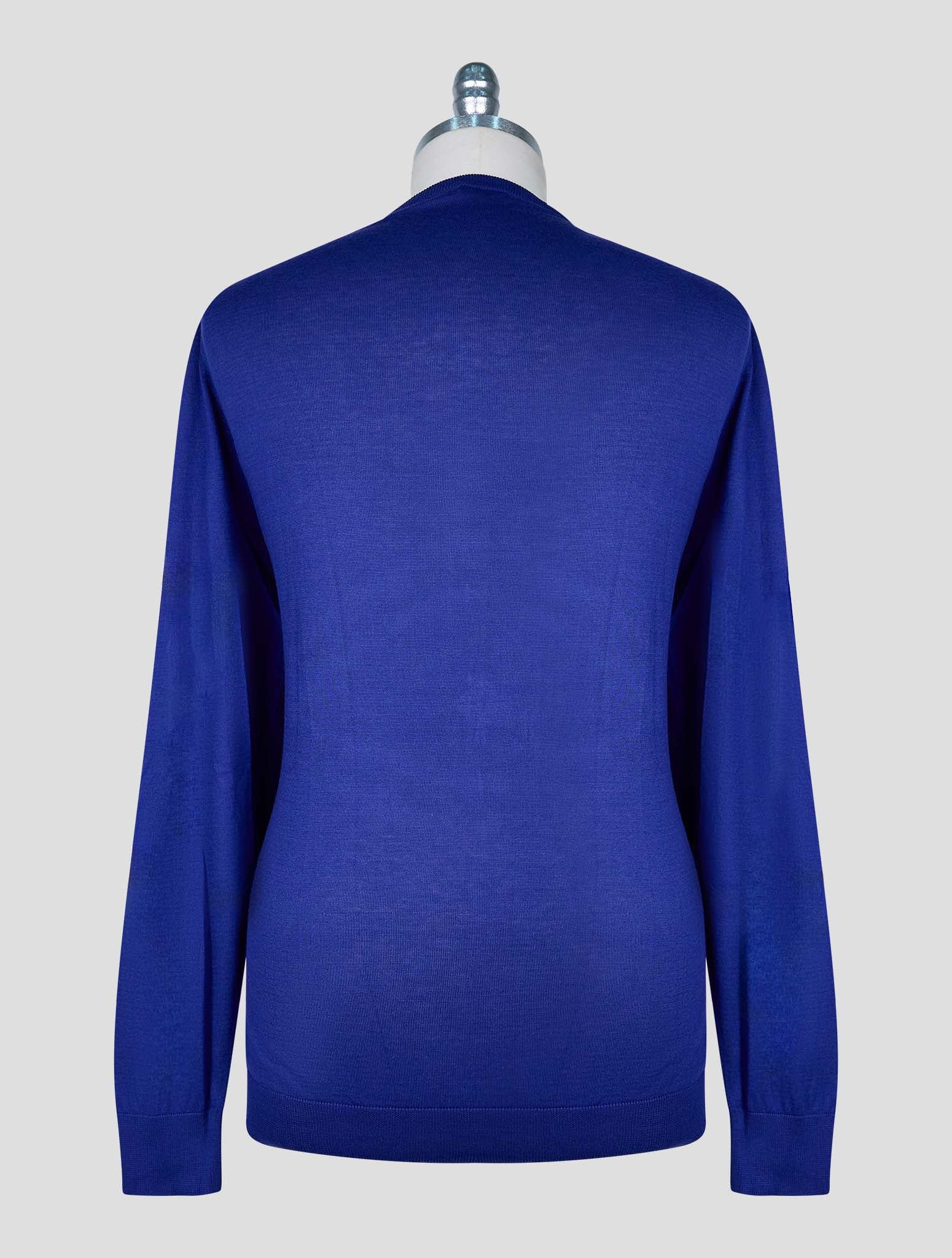 Kiton Blue Cotton T-shirt Long Sleeve