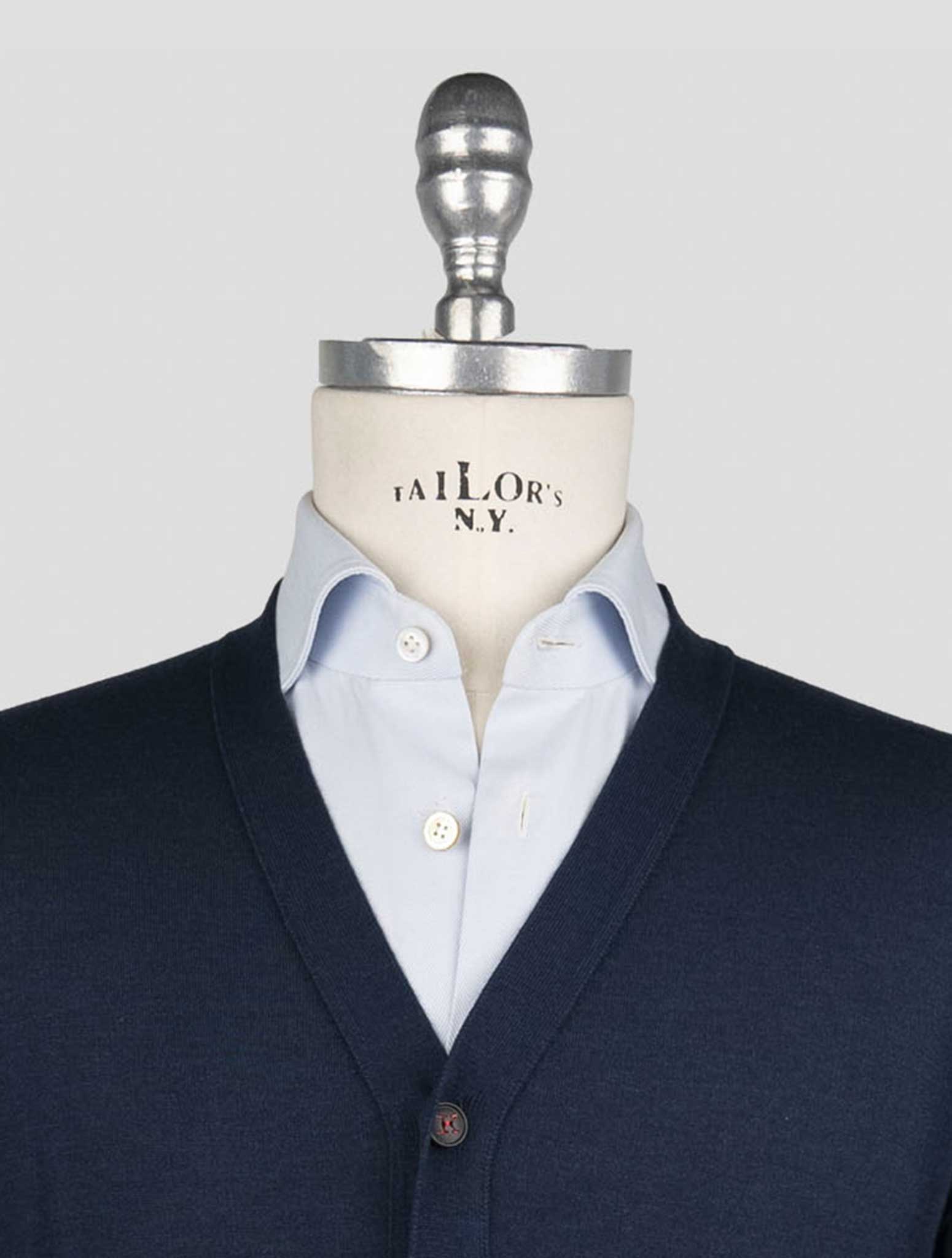 Синий кашемировый шелковый свитер-кардиган Kiton