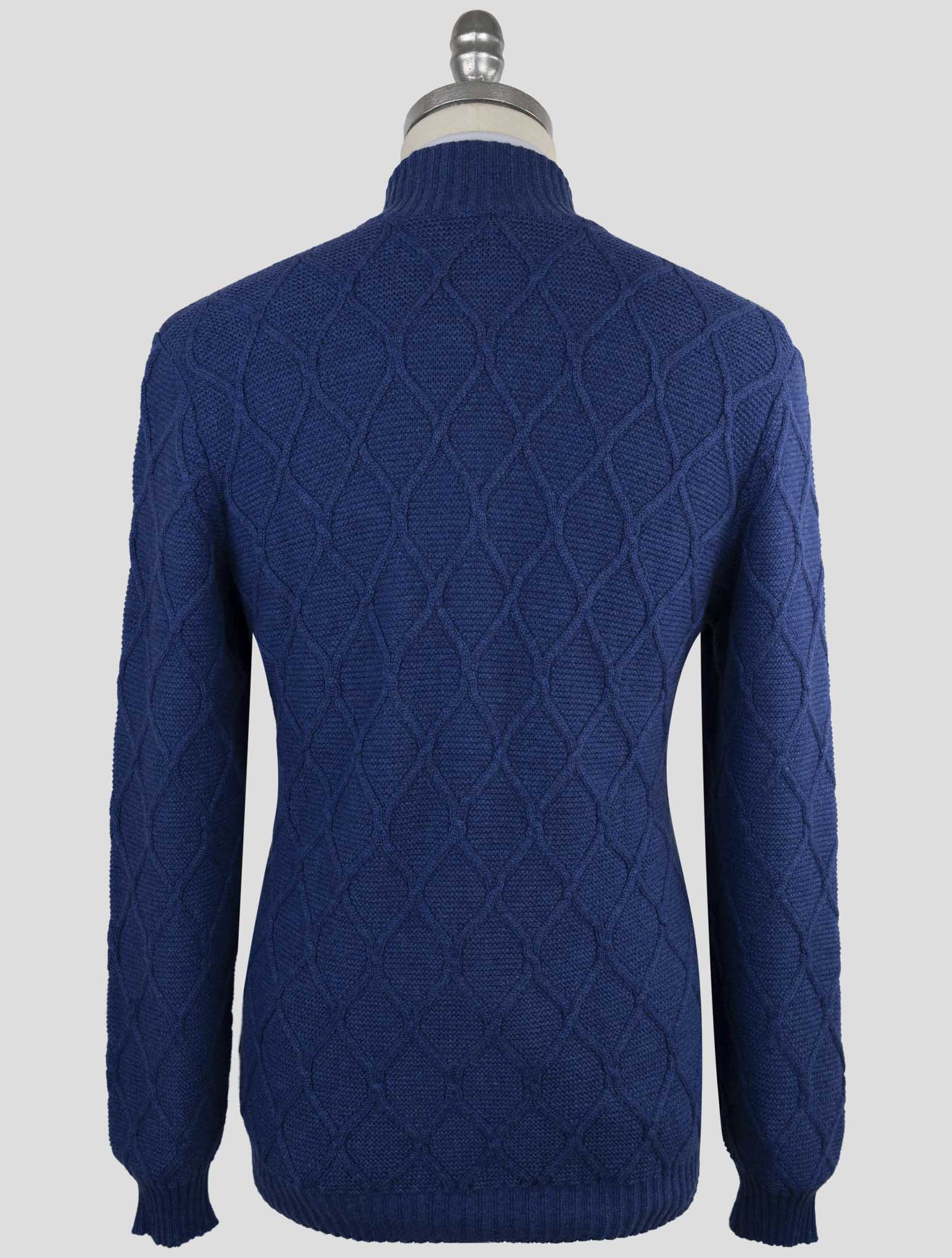 Синий кашемировый свитер на молнии Kiton Premium — итальянское производство