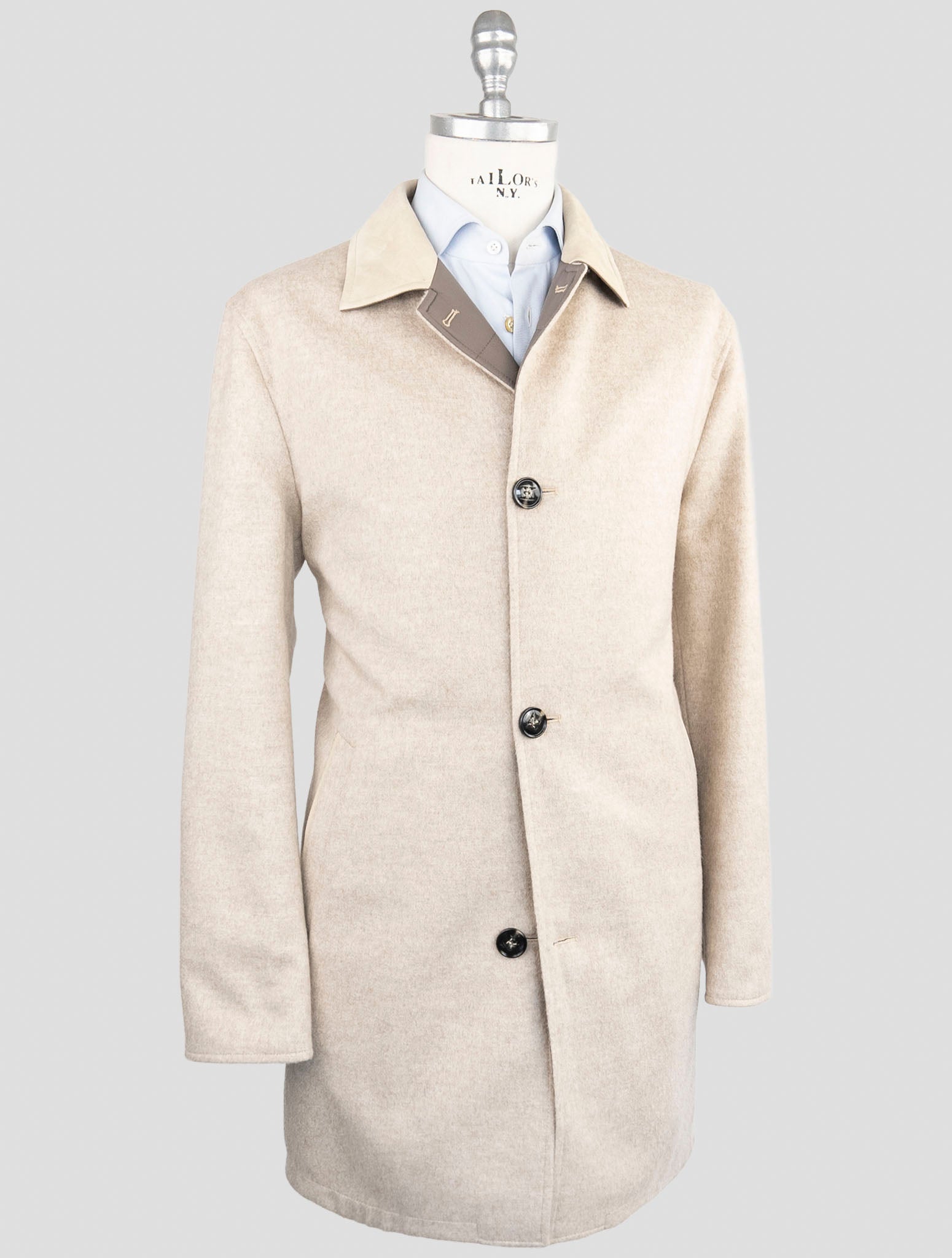 Двустороннее кашемировое пальто ручной работы Kiton - Роскошный итальянский бежевый