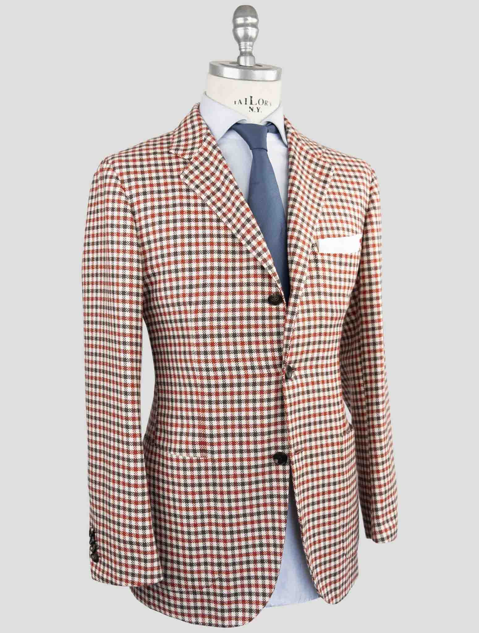 Kiton Блейзер ручной работы из чистого кашемира в разноцветную клетку с 3 пуговицами
