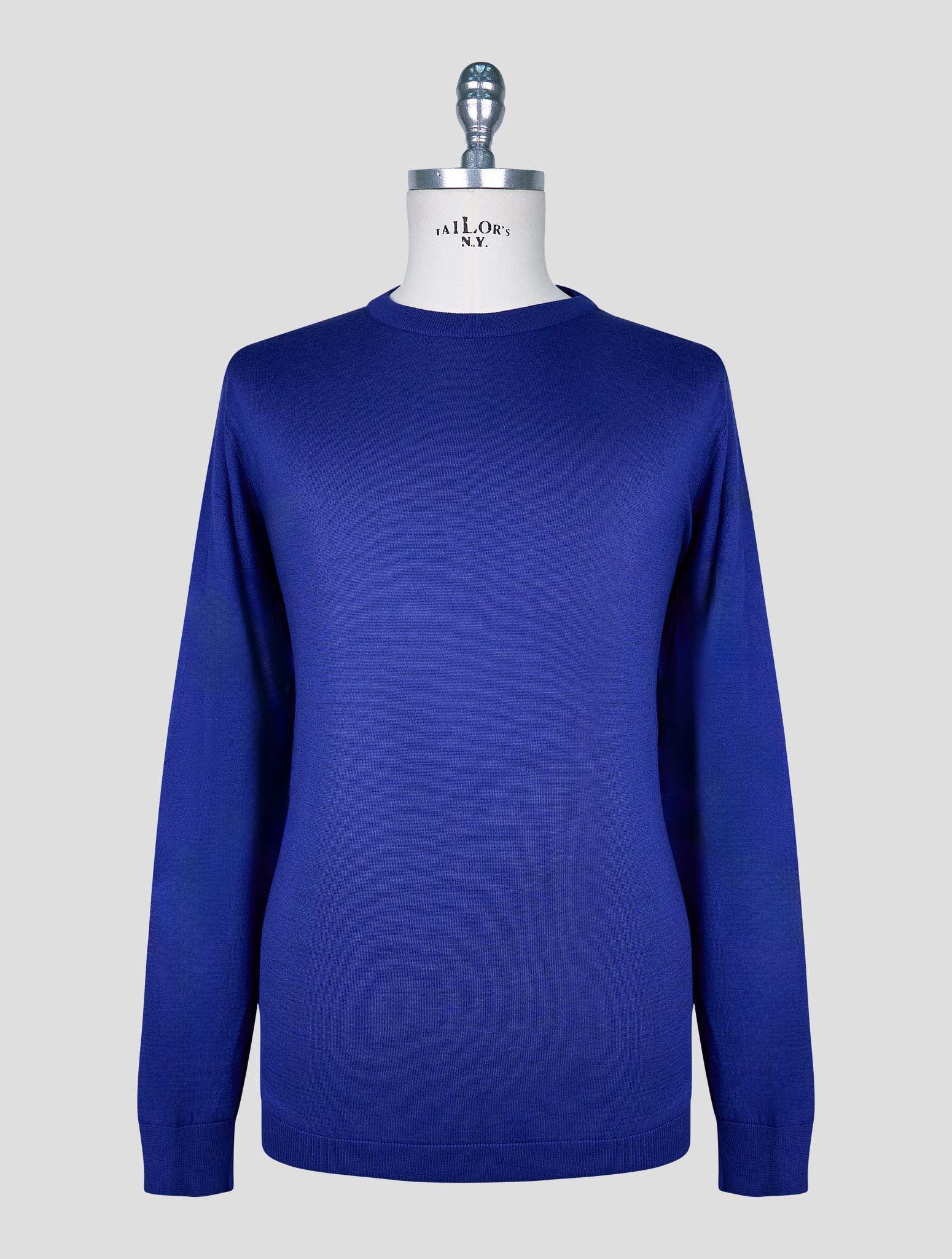Kiton Blue Cotton T-shirt Long Sleeve