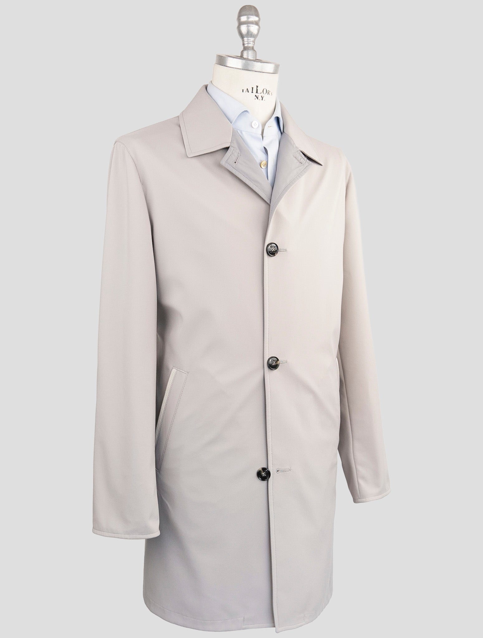 Серое хлопковое двустороннее пальто Kiton — итальянская роскошь ручной работы