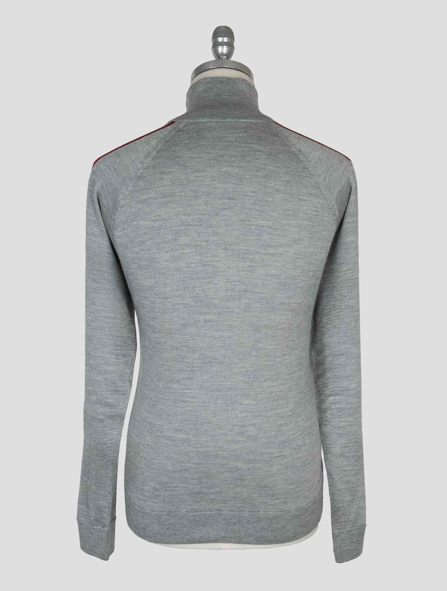 Kiton Серый кашемировый шелковый свитер с молнией во всю длину - итальянское производство