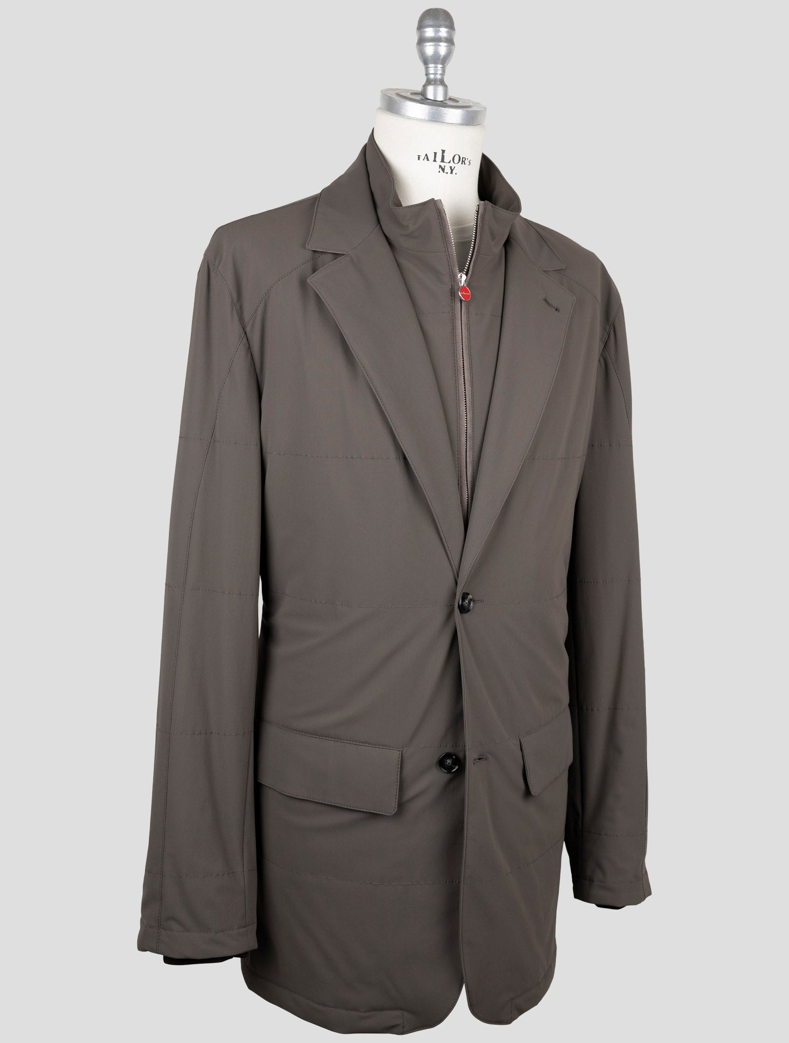 Kiton Коричневое пальто из полиэстера и эластана - итальянское роскошное мужское пальто