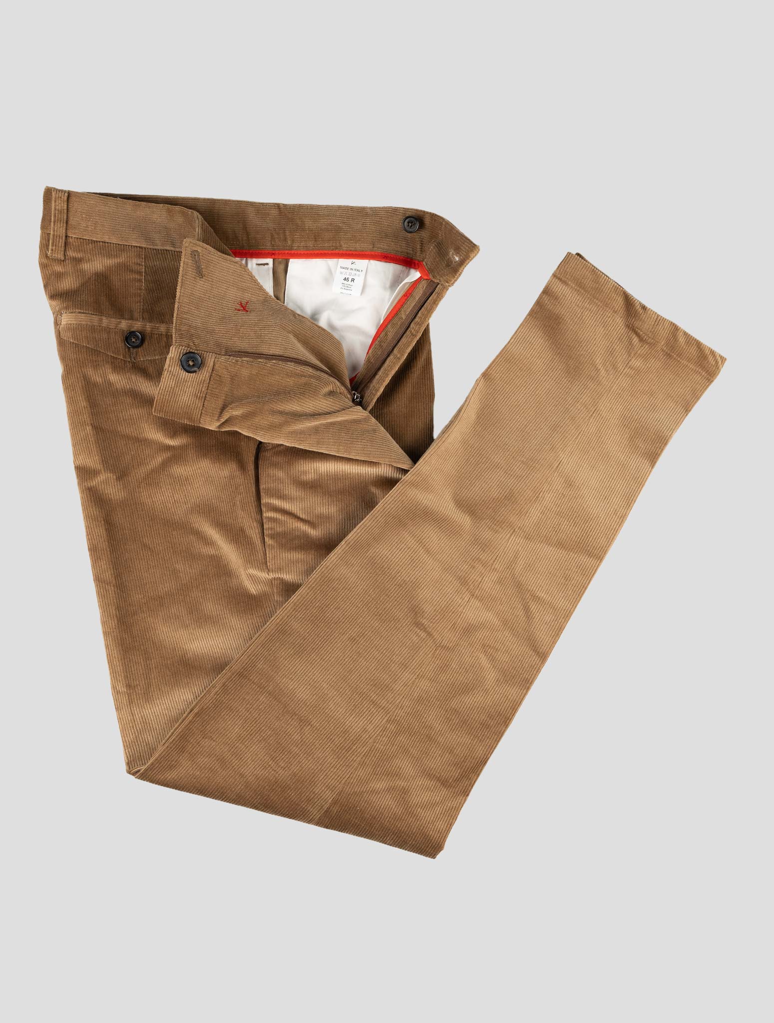 Isaia Коричневые бархатные брюки из хлопка и шерсти Ea