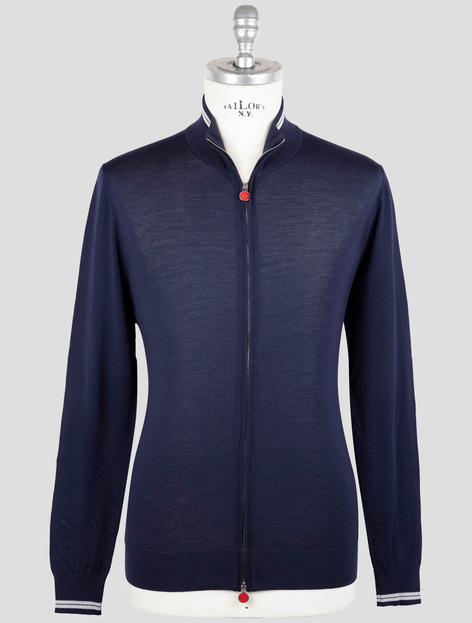 Синий шерстяной свитер на молнии Kiton - роскошный итальянский трикотаж