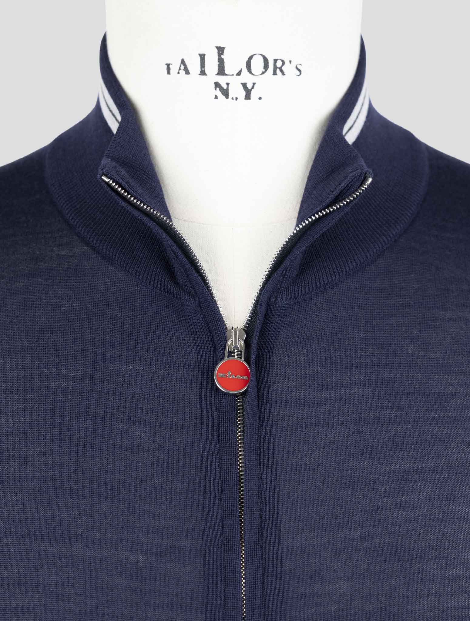 Синий шерстяной свитер на молнии Kiton - роскошный итальянский трикотаж