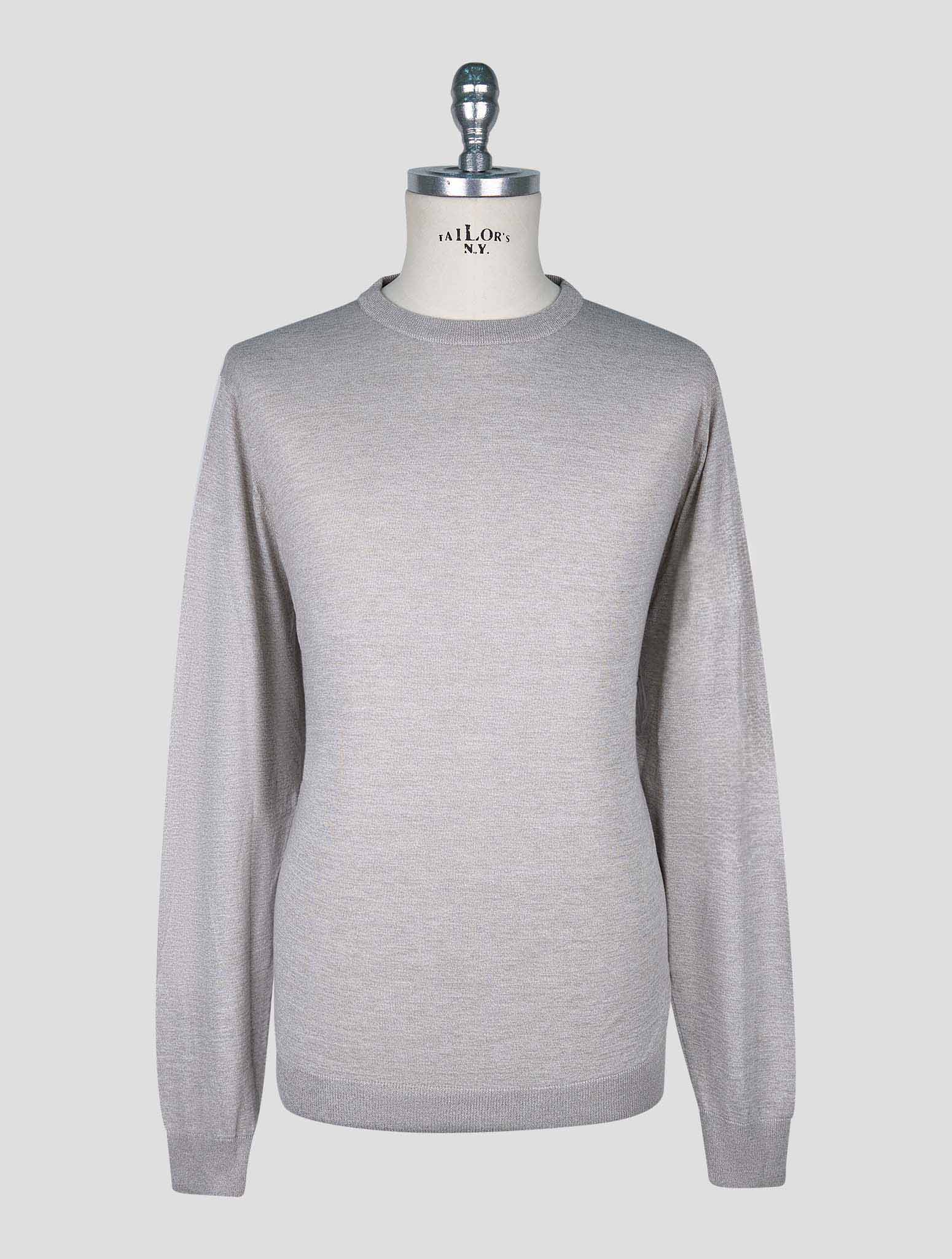 Kiton Gray Cotton T-shirt Long Sleeve