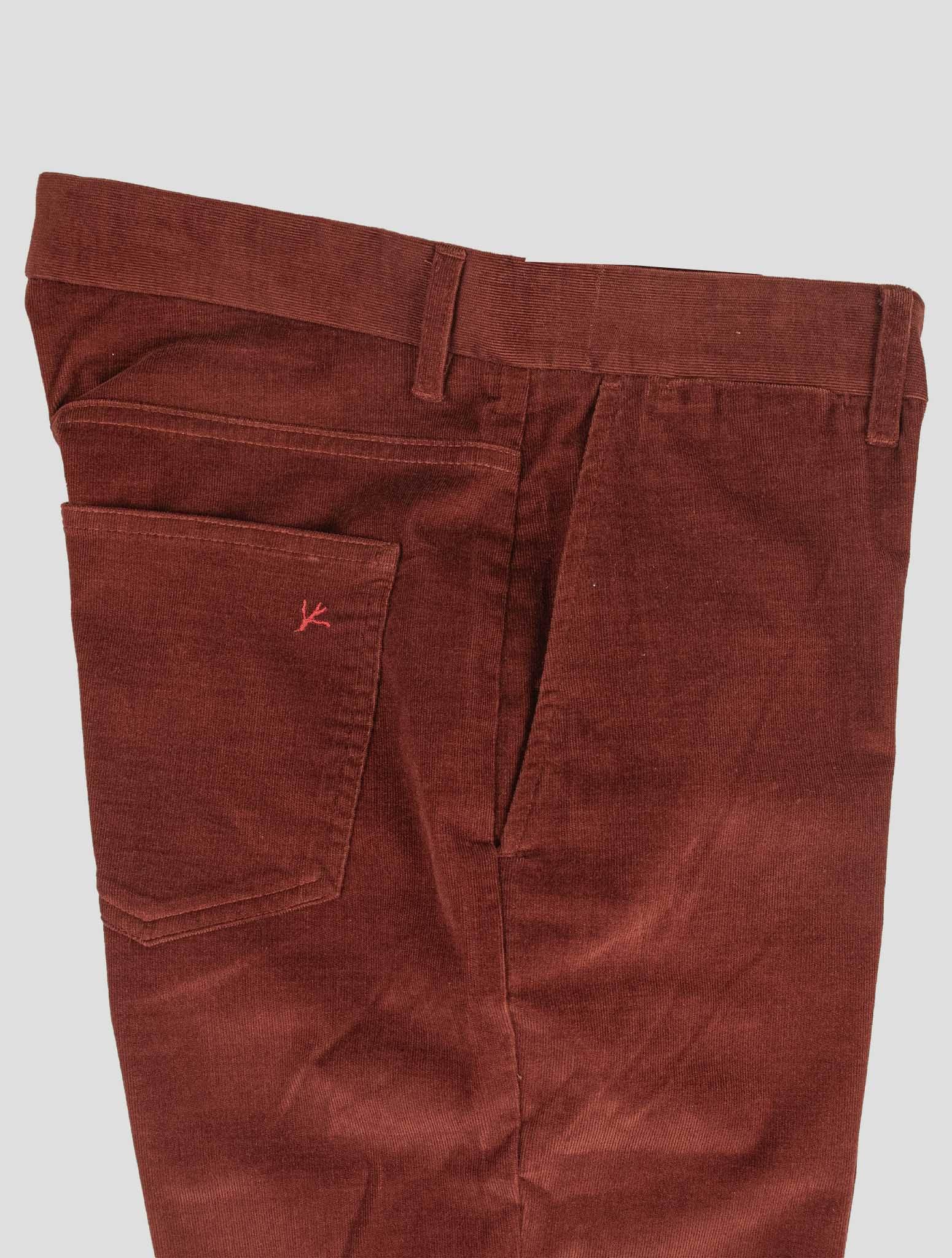 Бордовые хлопковые бархатные брюки Isaia Ea