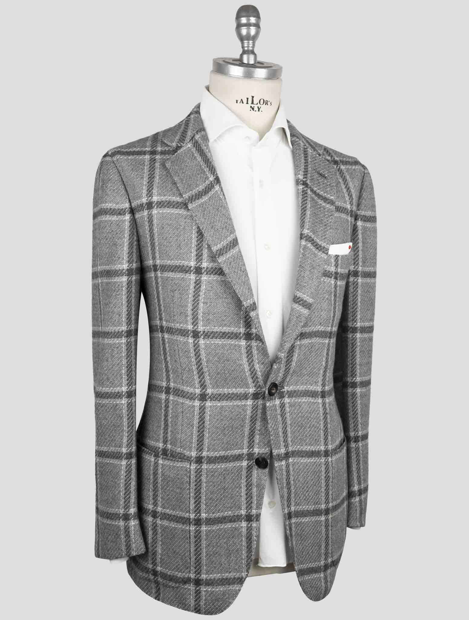 Мужской серый кашемировый пиджак Kiton - итальянская ручная работа, 3 пуговицы