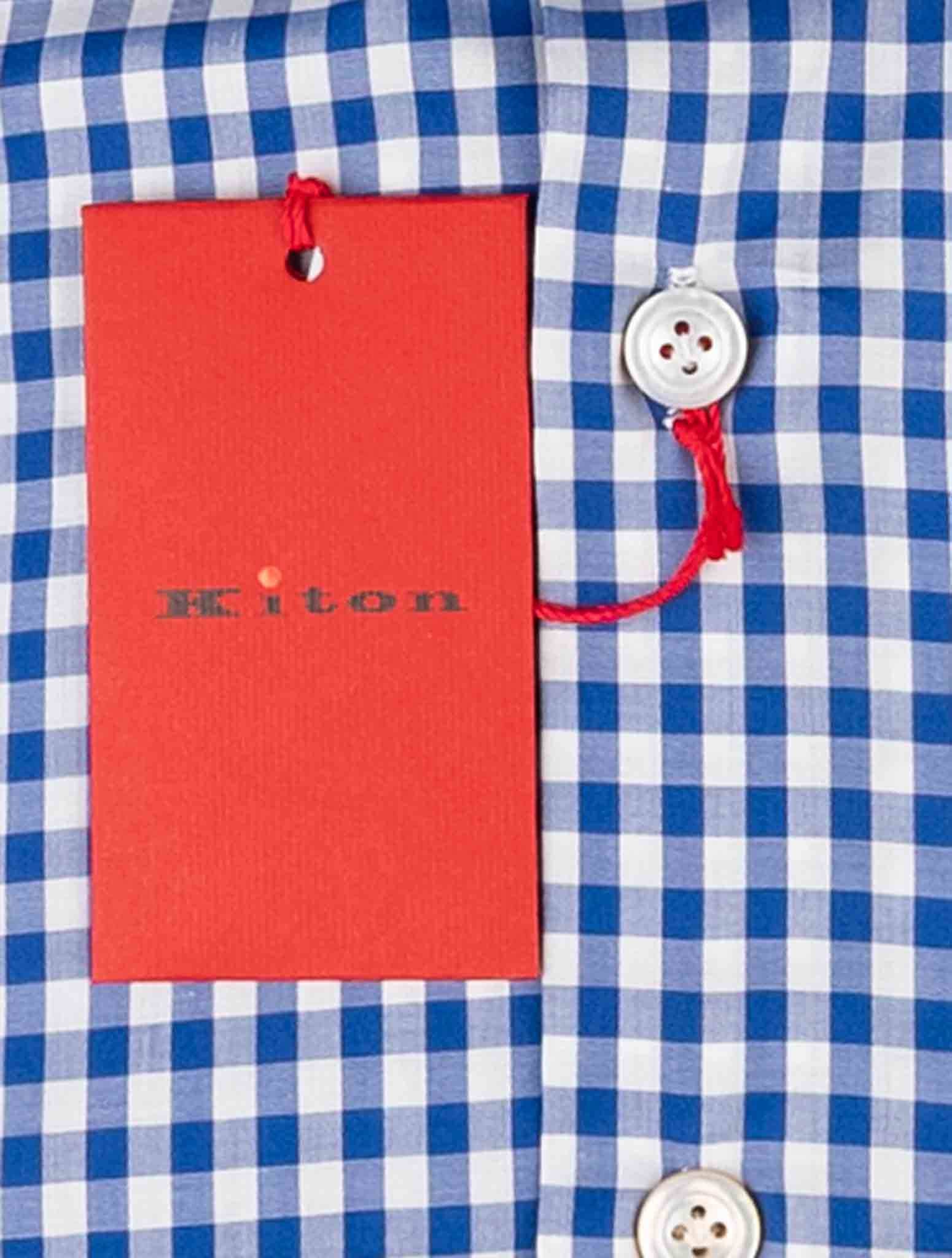 Kiton Синяя белая хлопковая рубашка