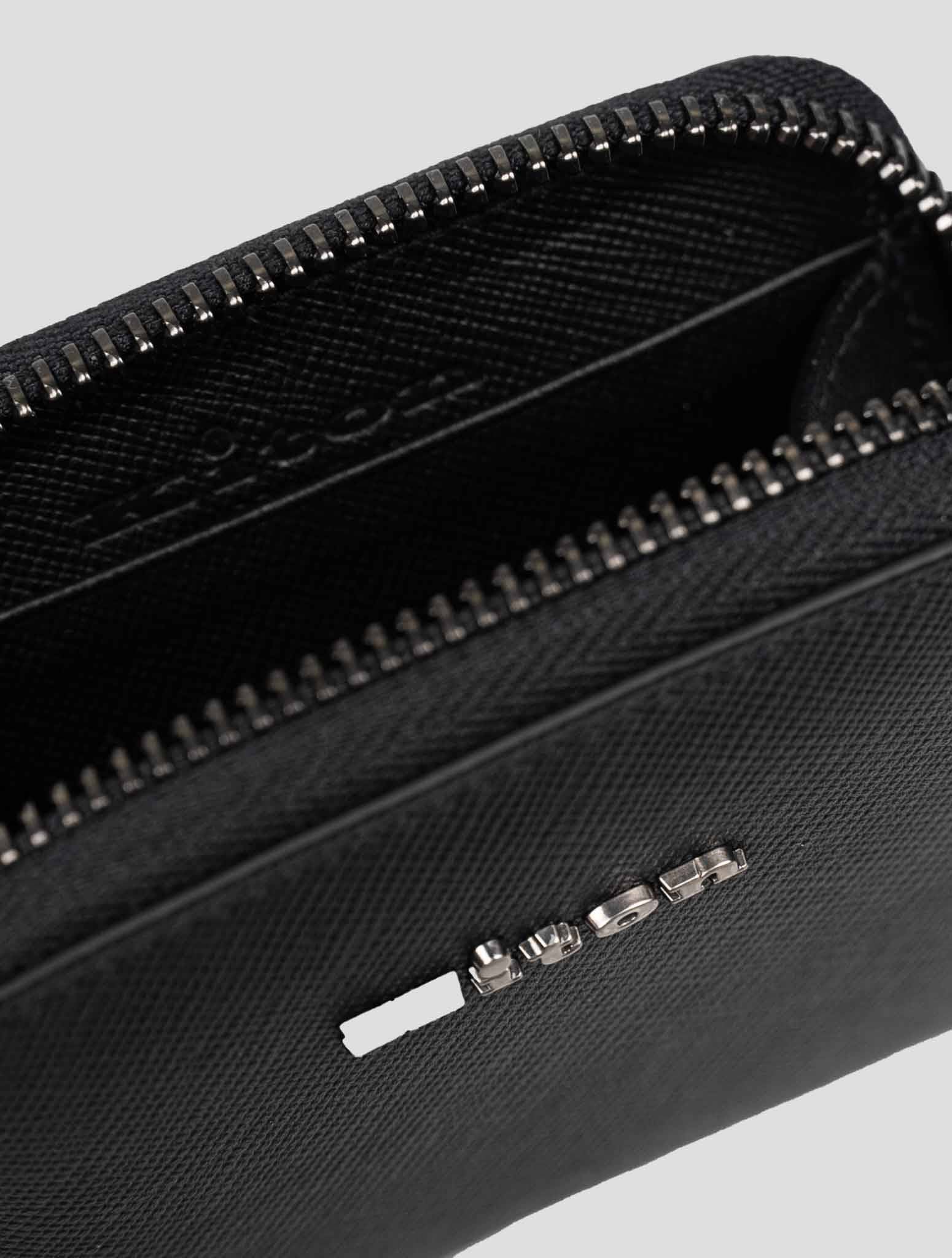 Черный кожаный кошелек для монет Kiton - Итальянский кошелек ручной работы