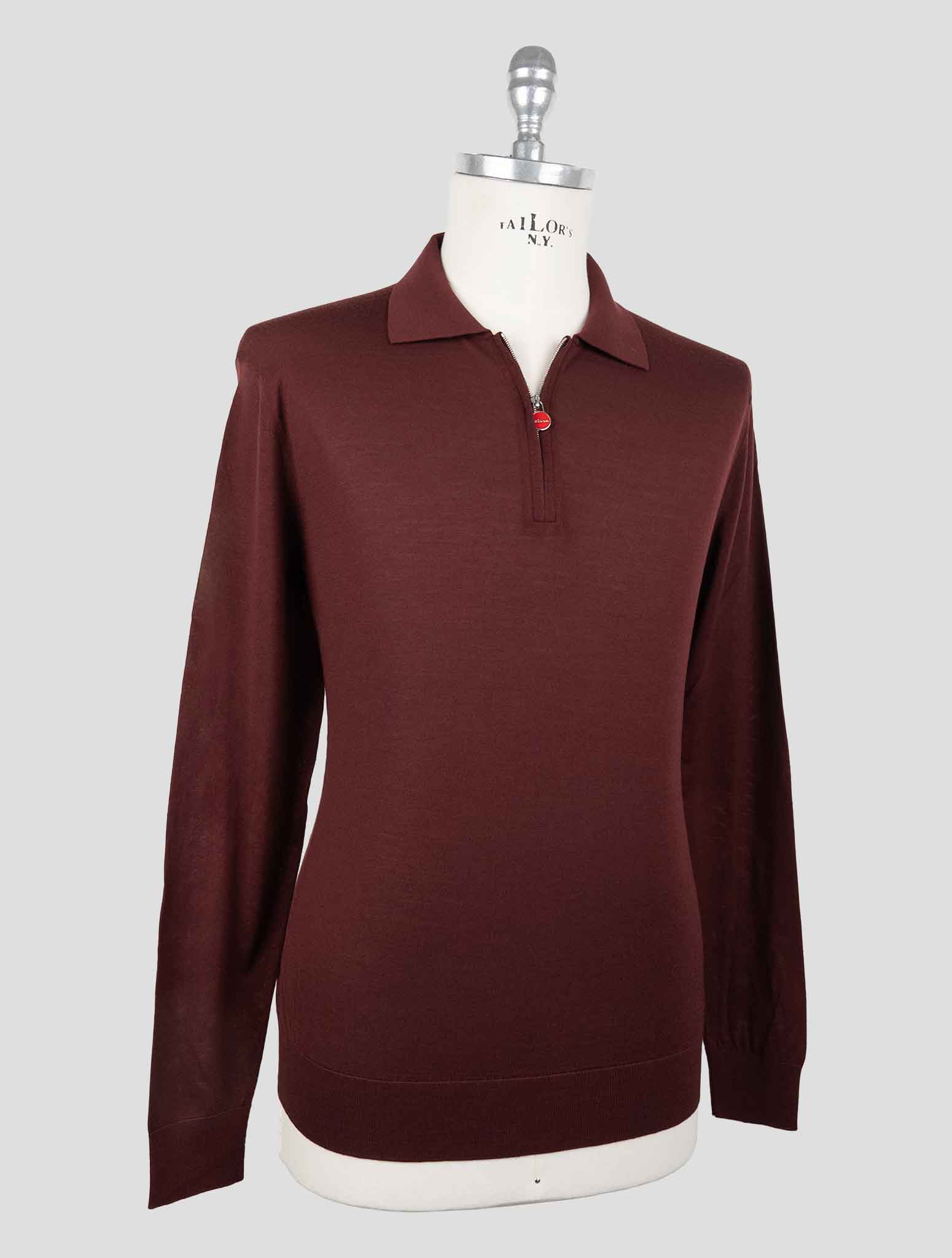 Свитер-поло Kiton из шерсти 14 микрон бордового цвета