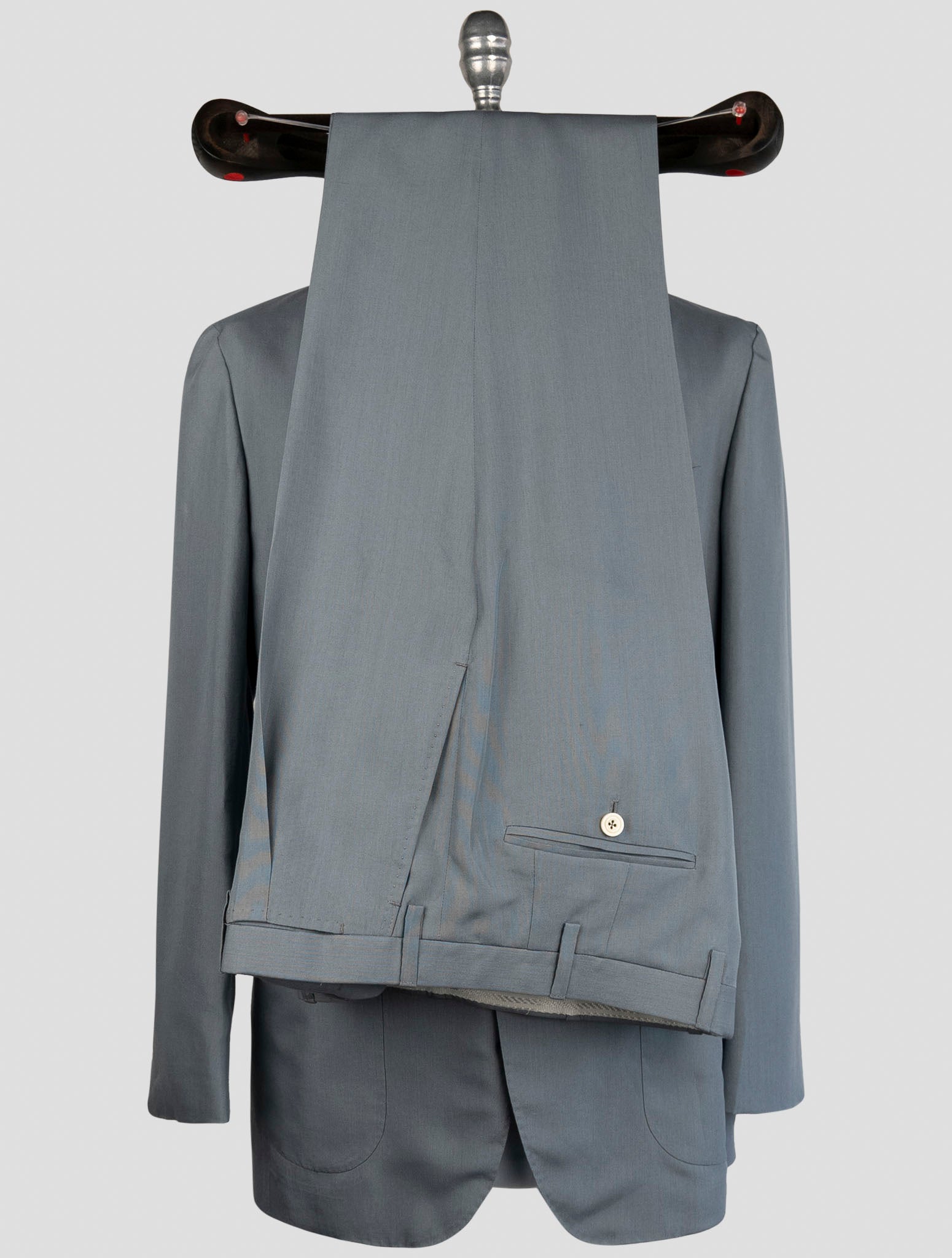 Kiton Голубой шелковый костюм с 3 пуговицами из лиоцелла — итальянская ручная работа