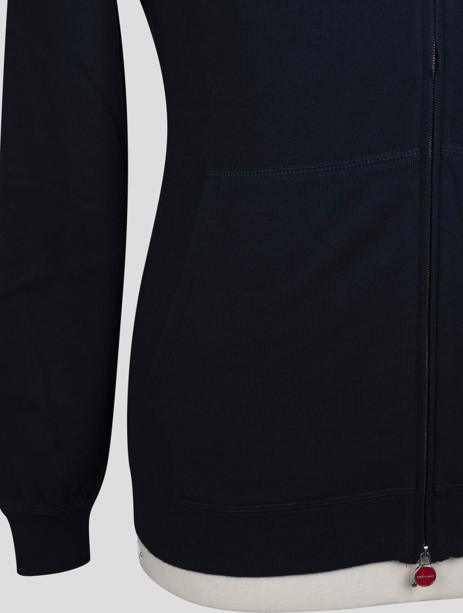 Синий хлопковый свитер Kiton на молнии с полной молнией