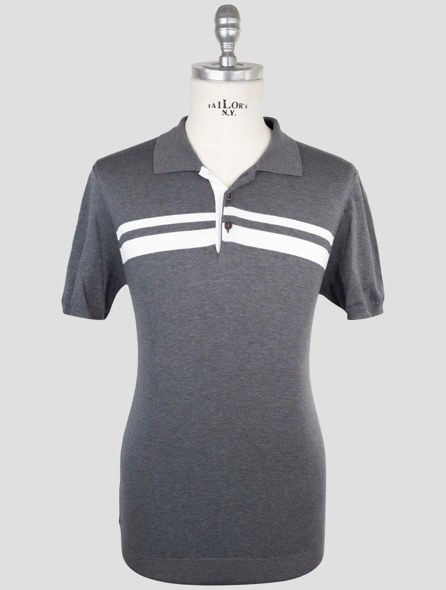 Хлопковая рубашка-поло Kiton Premium — серая итальянская роскошная мужская одежда