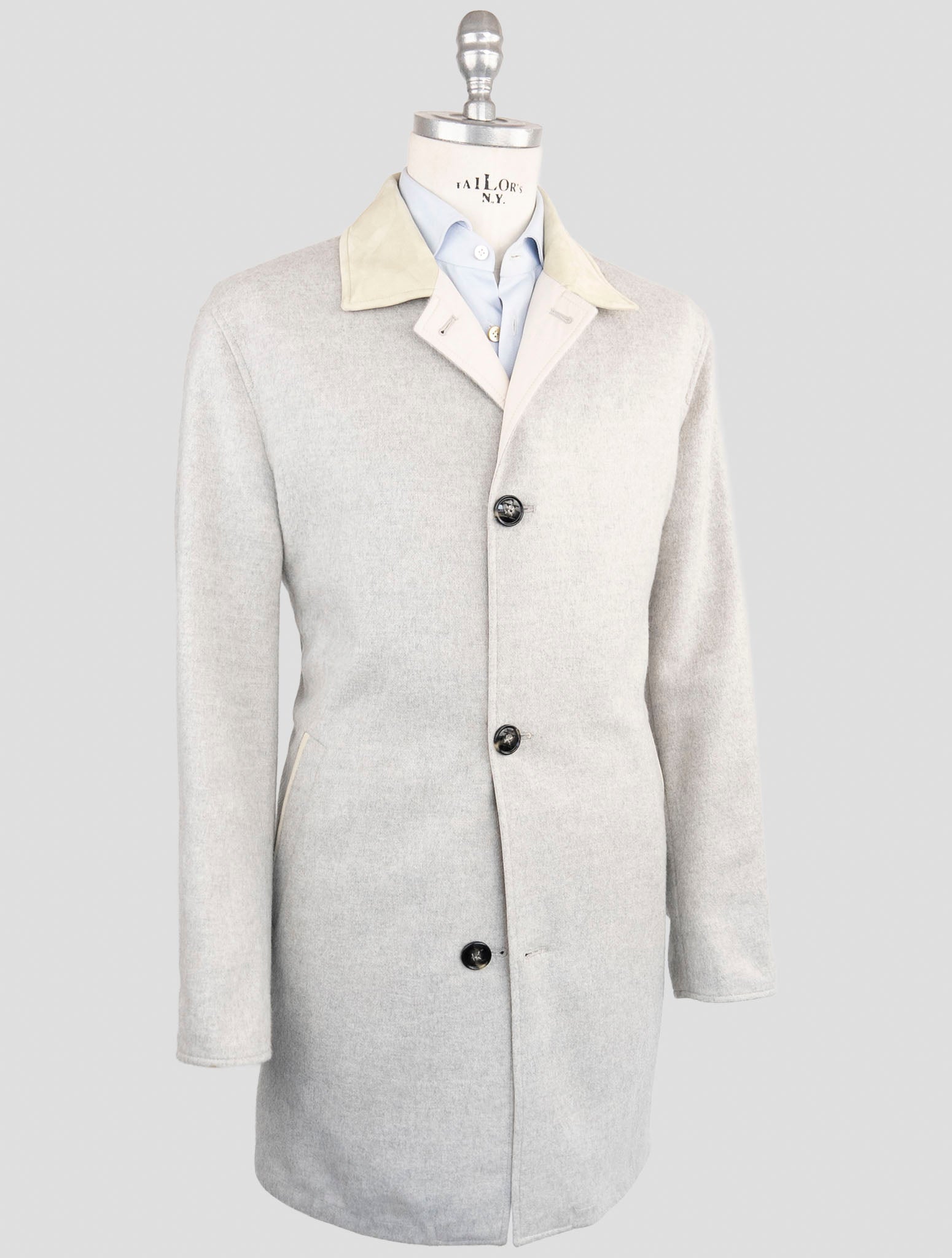 Двустороннее кашемировое пальто ручной работы Kiton - Бежево-серый, итальянский