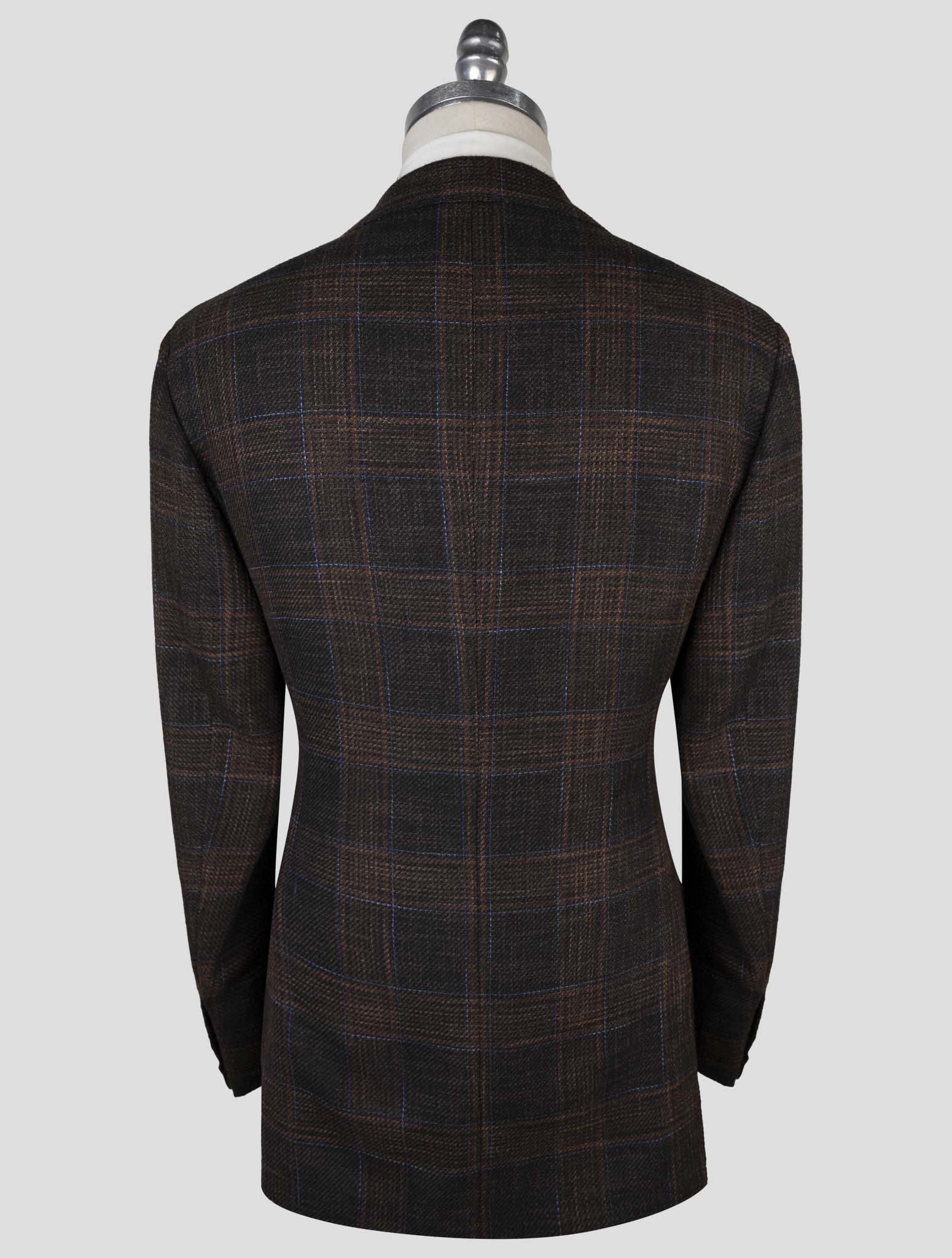Коричневый кашемировый шерстяной пиджак в клетку Kiton — спортивное пальто в итальянском стиле