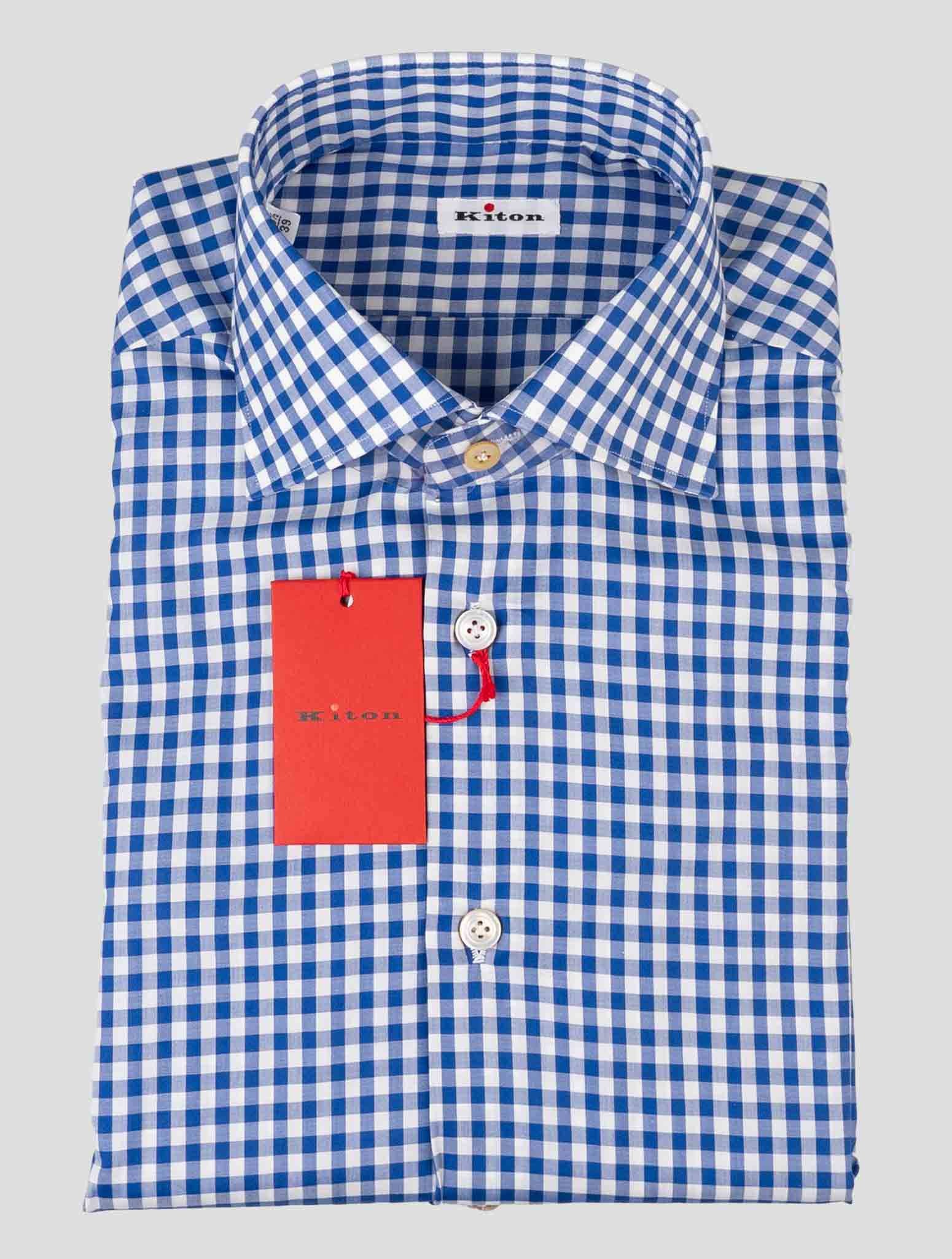 Kiton Синяя белая хлопковая рубашка