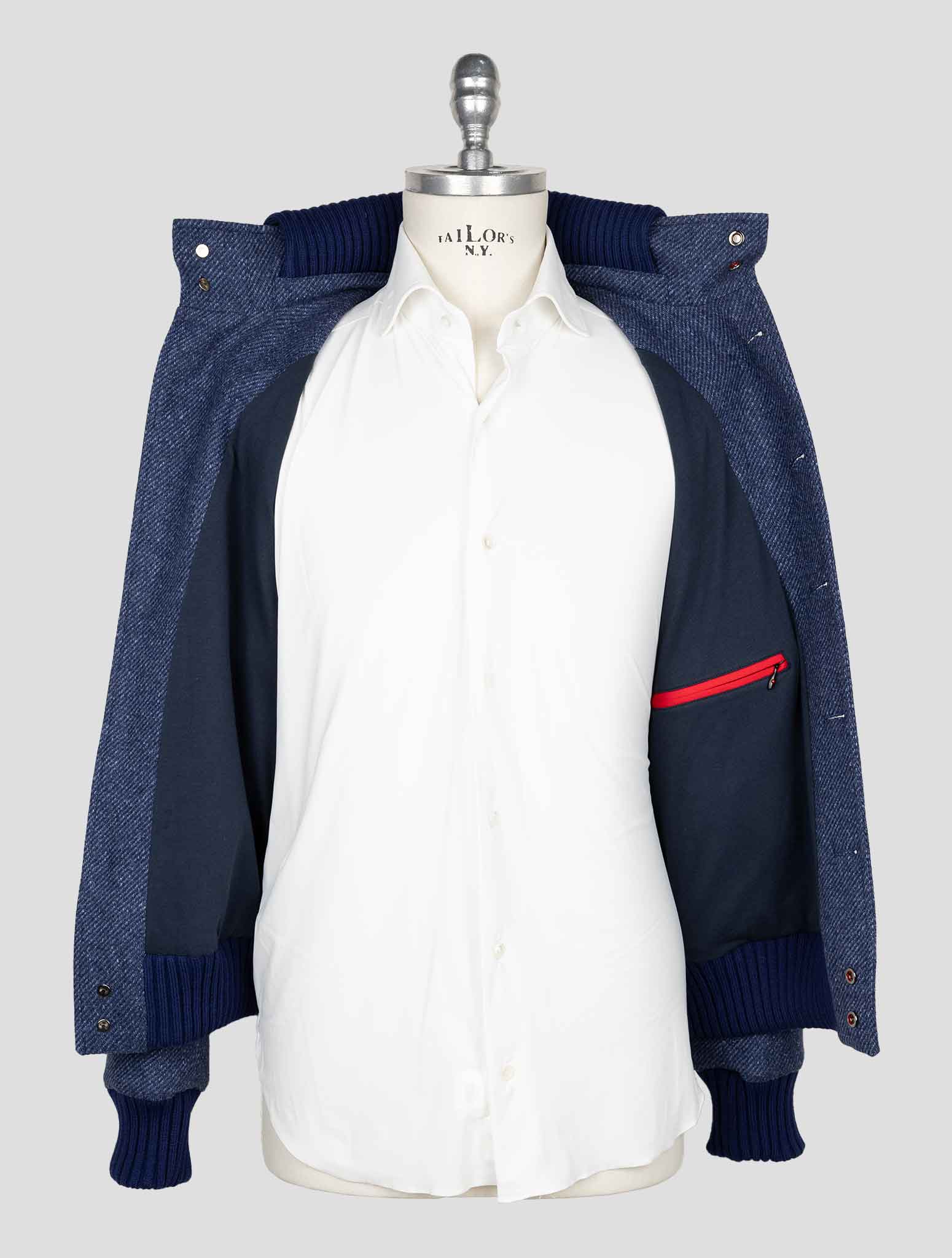 Синее шелковое пальто Kired из натуральной шерсти