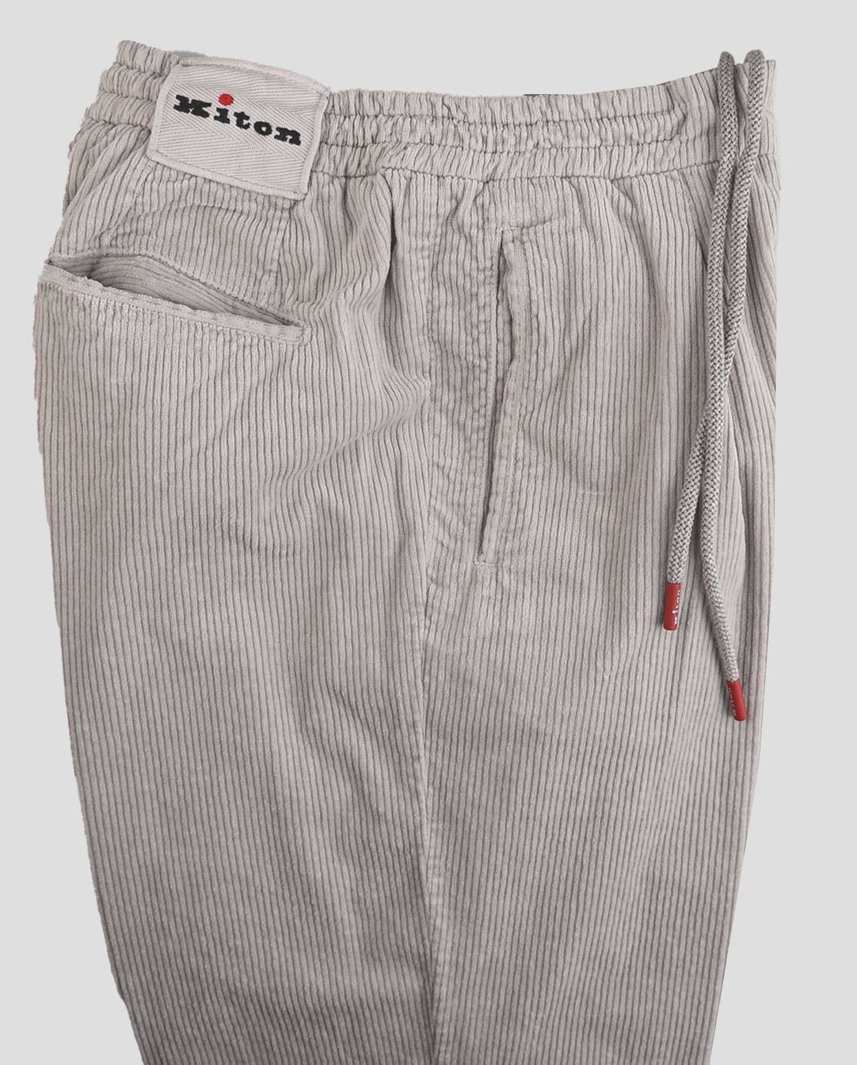 Серые бархатные брюки из хлопка и кашемира Kiton Ea