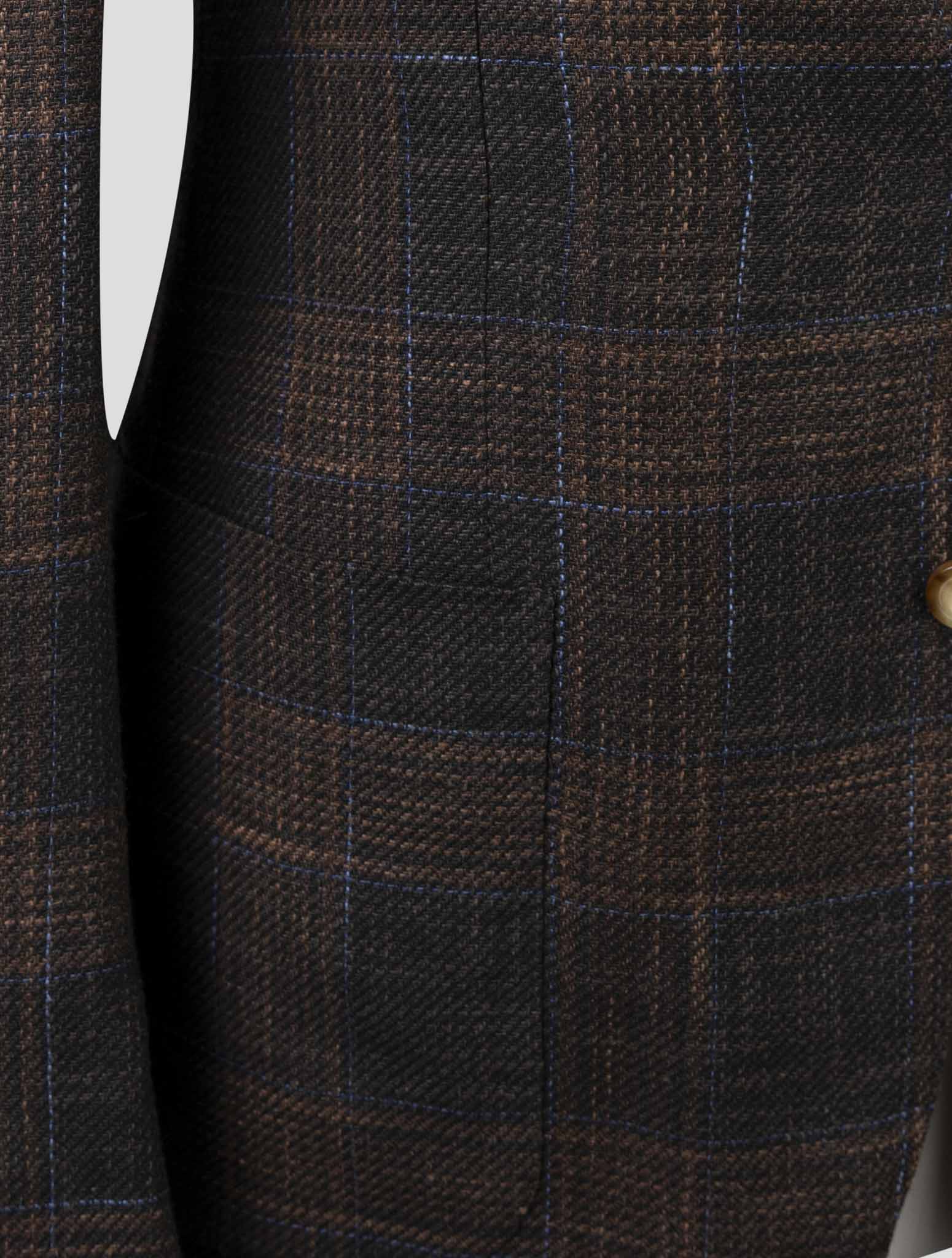 Коричневый кашемировый шерстяной пиджак в клетку Kiton — спортивное пальто в итальянском стиле