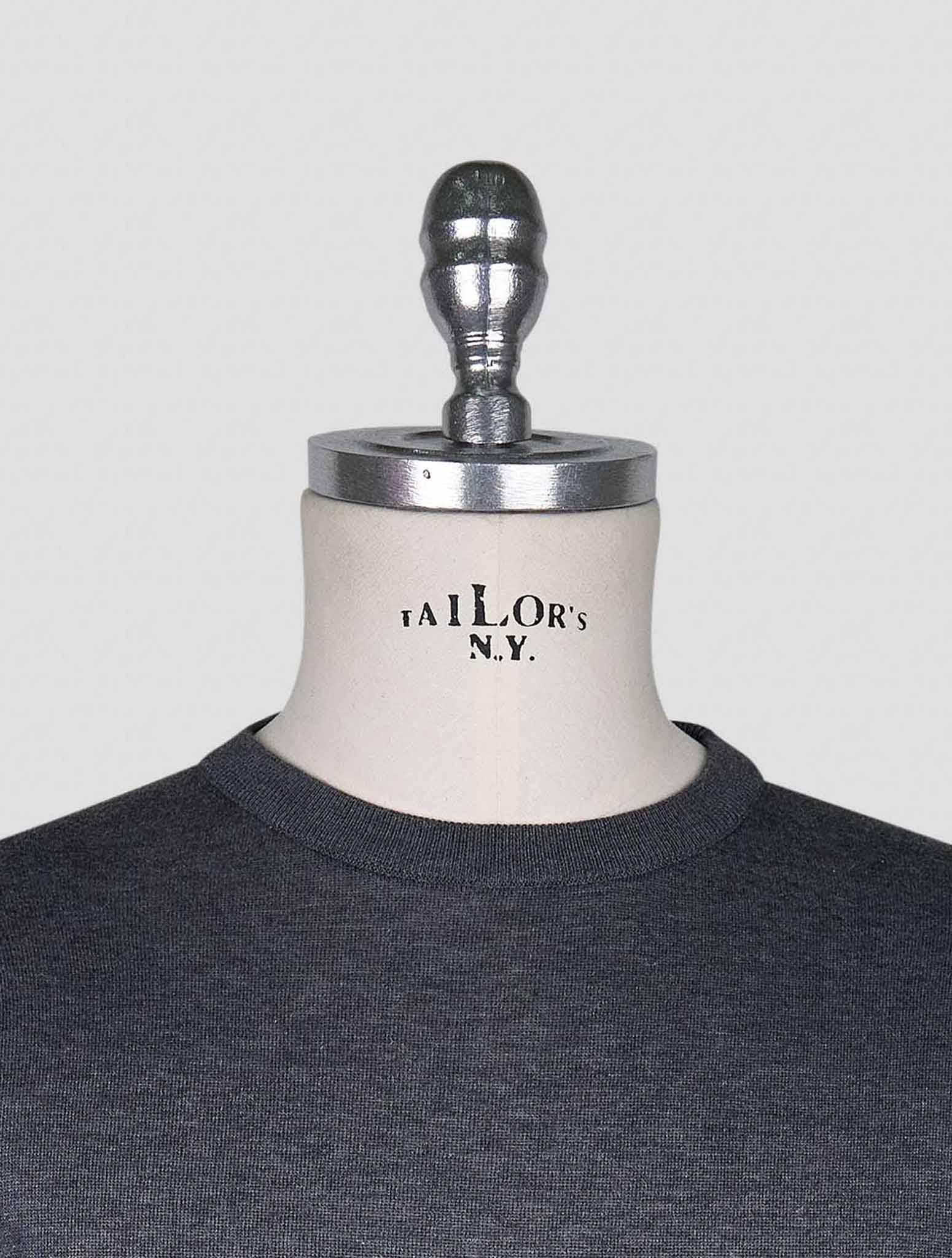 Kiton Dark Gray Cotton T-shirt Long Sleeve