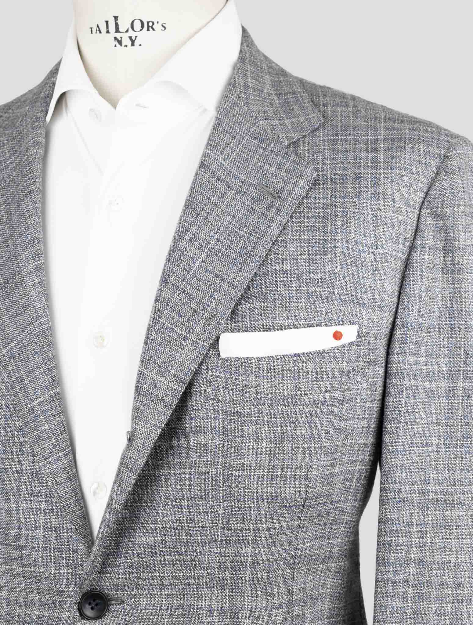 Kiton Блейзер ручной работы из кашемира, шелка, шерсти и льна, серый итальянский