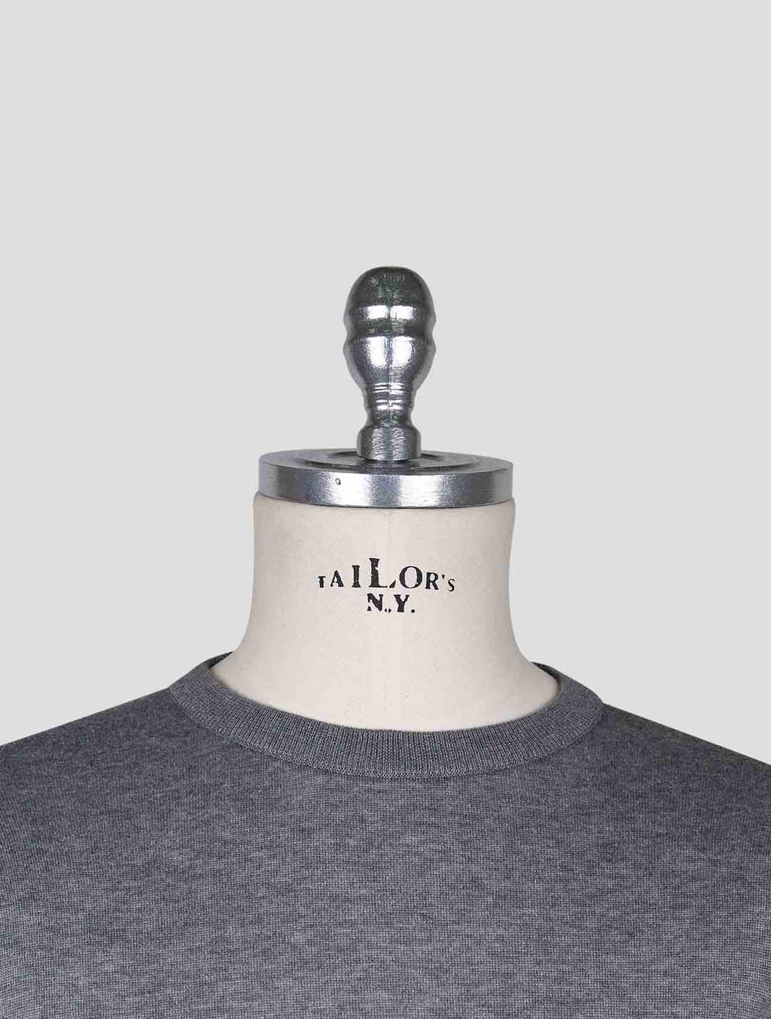 Kiton Gray Cotton T-shirt Long Sleeve