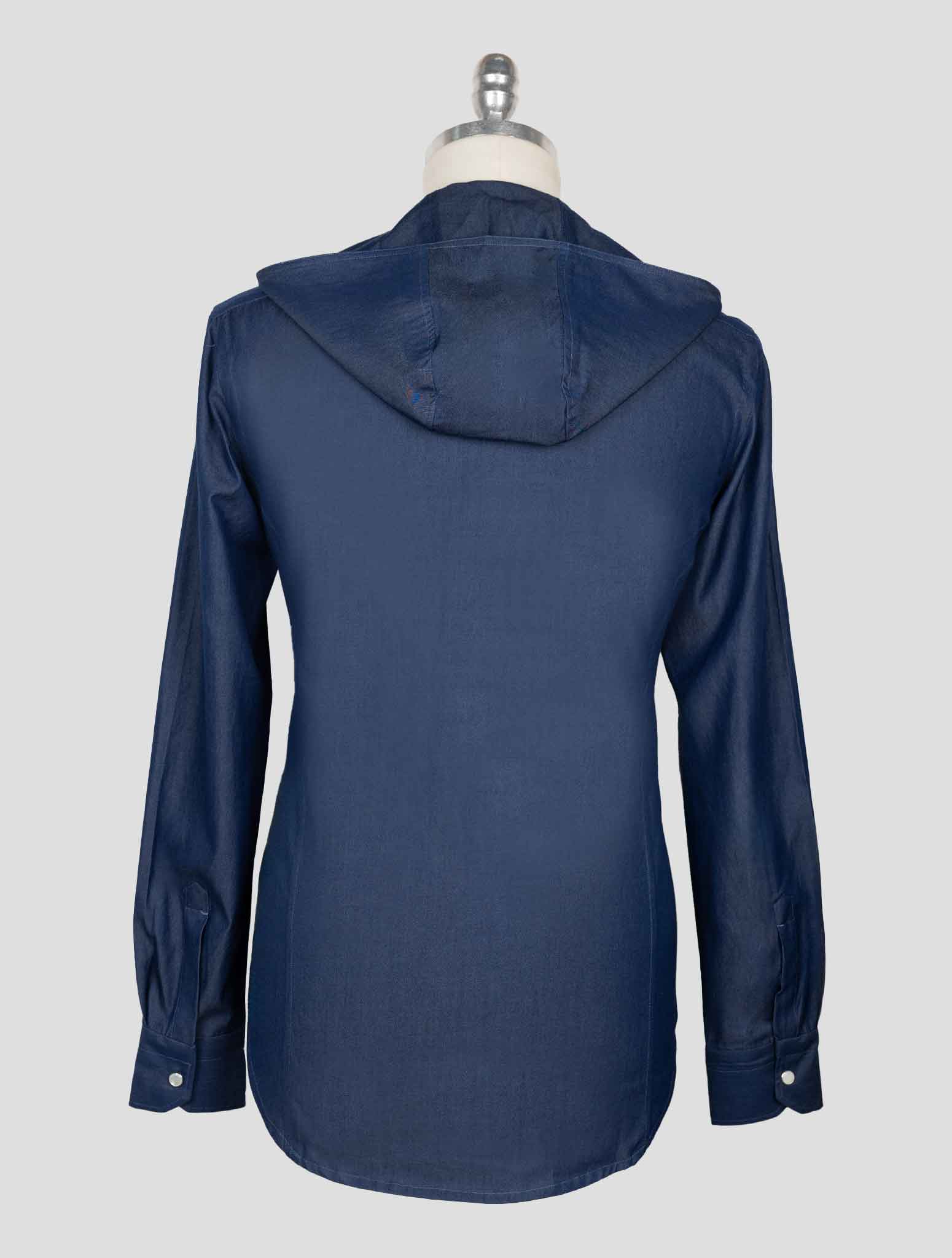 Синяя хлопковая рубашка Kiton Mariano