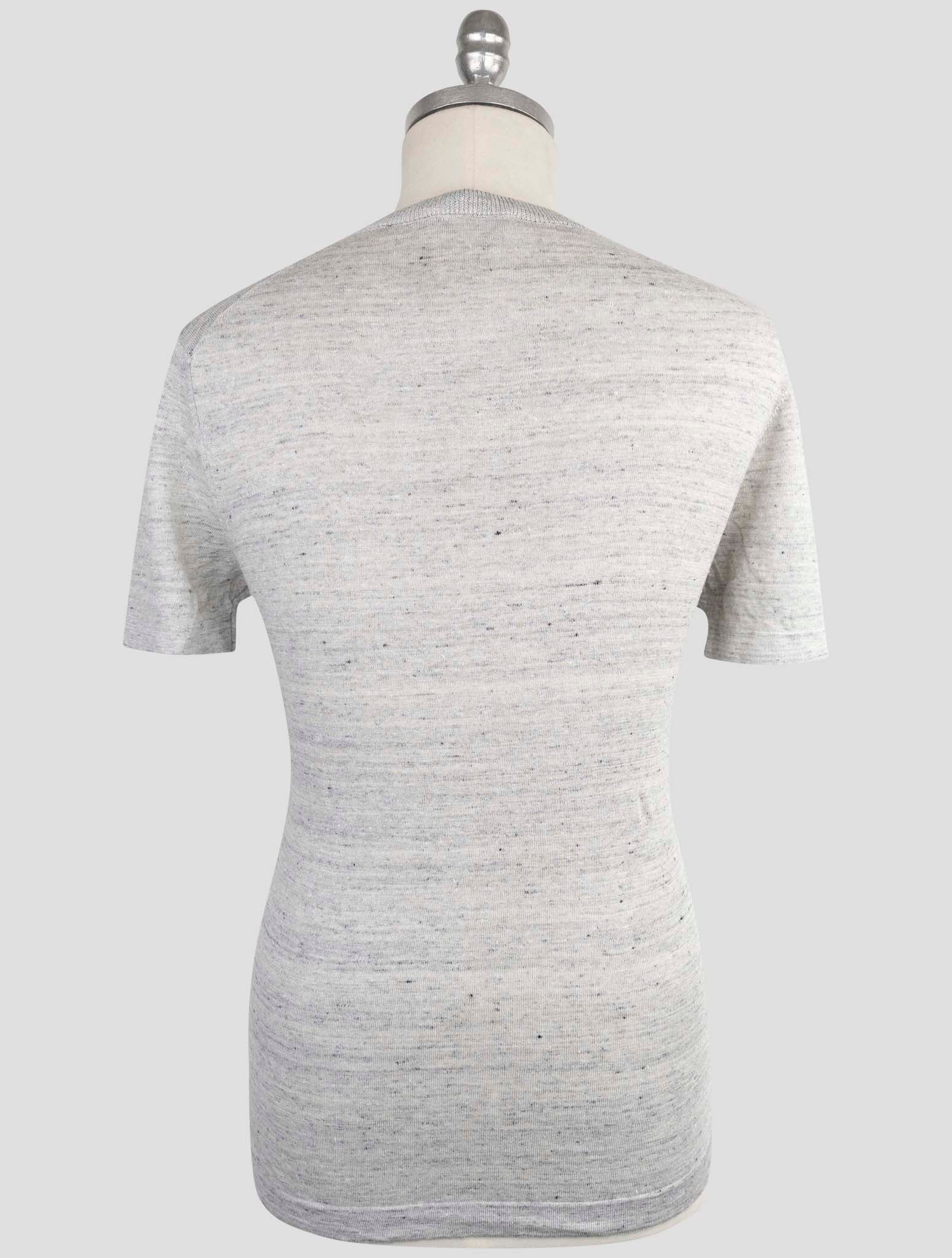 Kiton KNT Серая льняная хлопковая футболка – роскошный итальянский круглый вырез