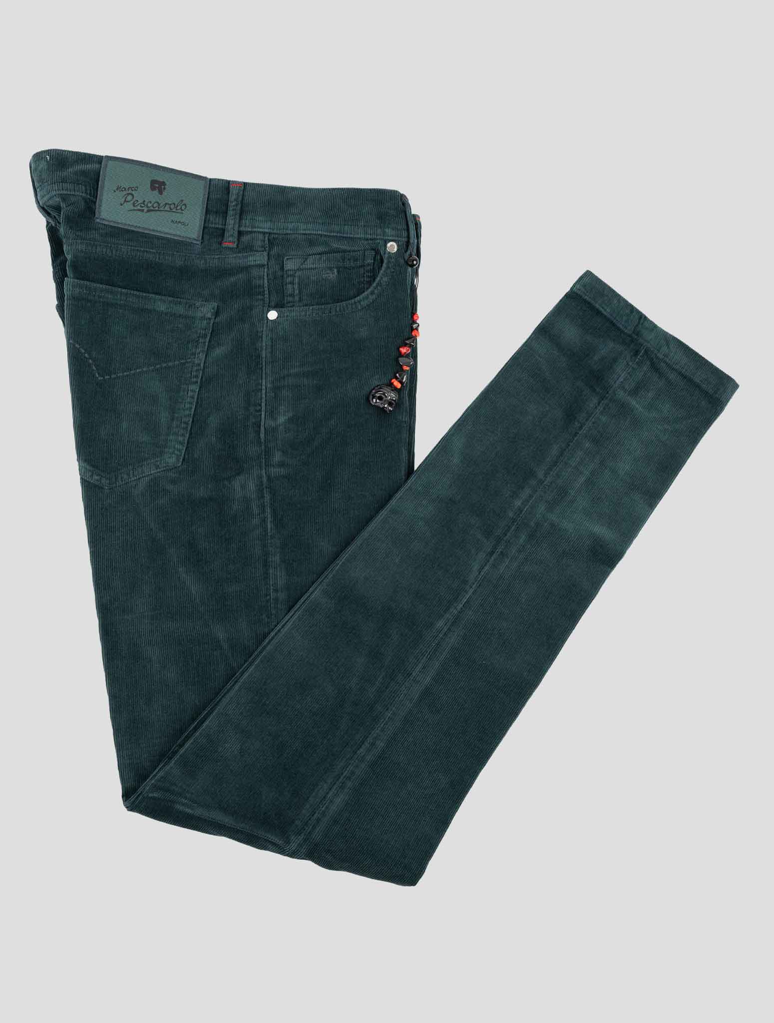 Marco Pescarolo Зеленые бархатные брюки из хлопка, кашемира и кашемира