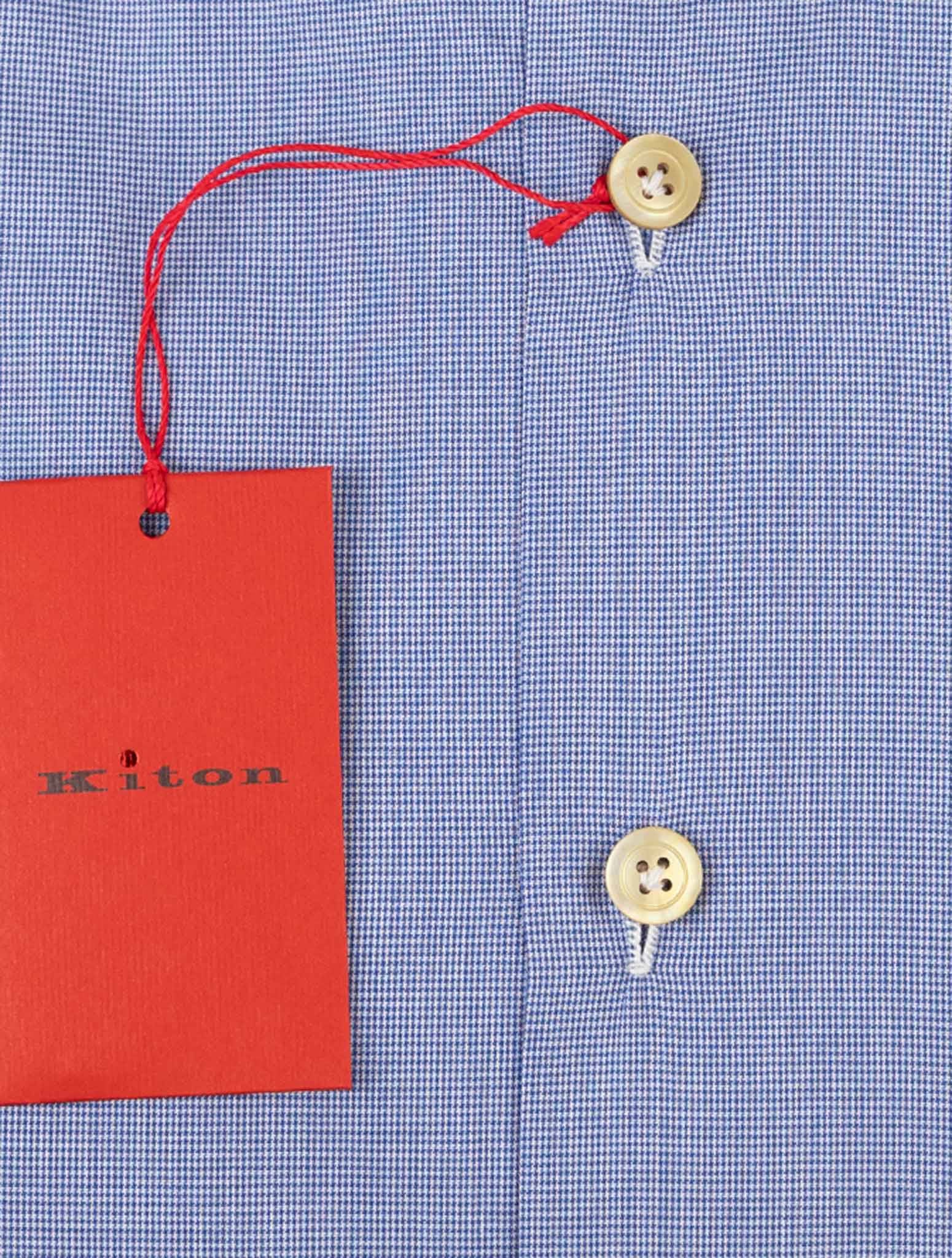 Kiton Синяя белая хлопковая рубашка