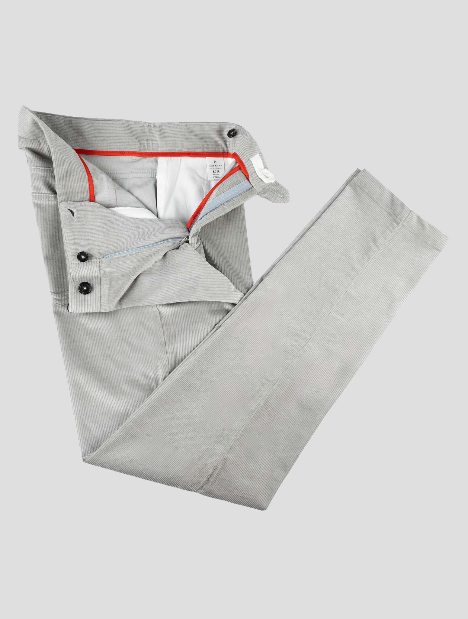 Isaia Серые бархатные брюки из хлопка и шерсти Ea